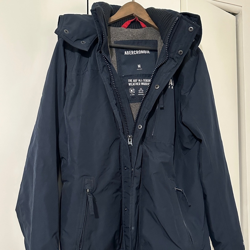 ABERCROMBIE & FITCH All Season Weather Warrior Hooded Jacket Dark Blue | Size: M